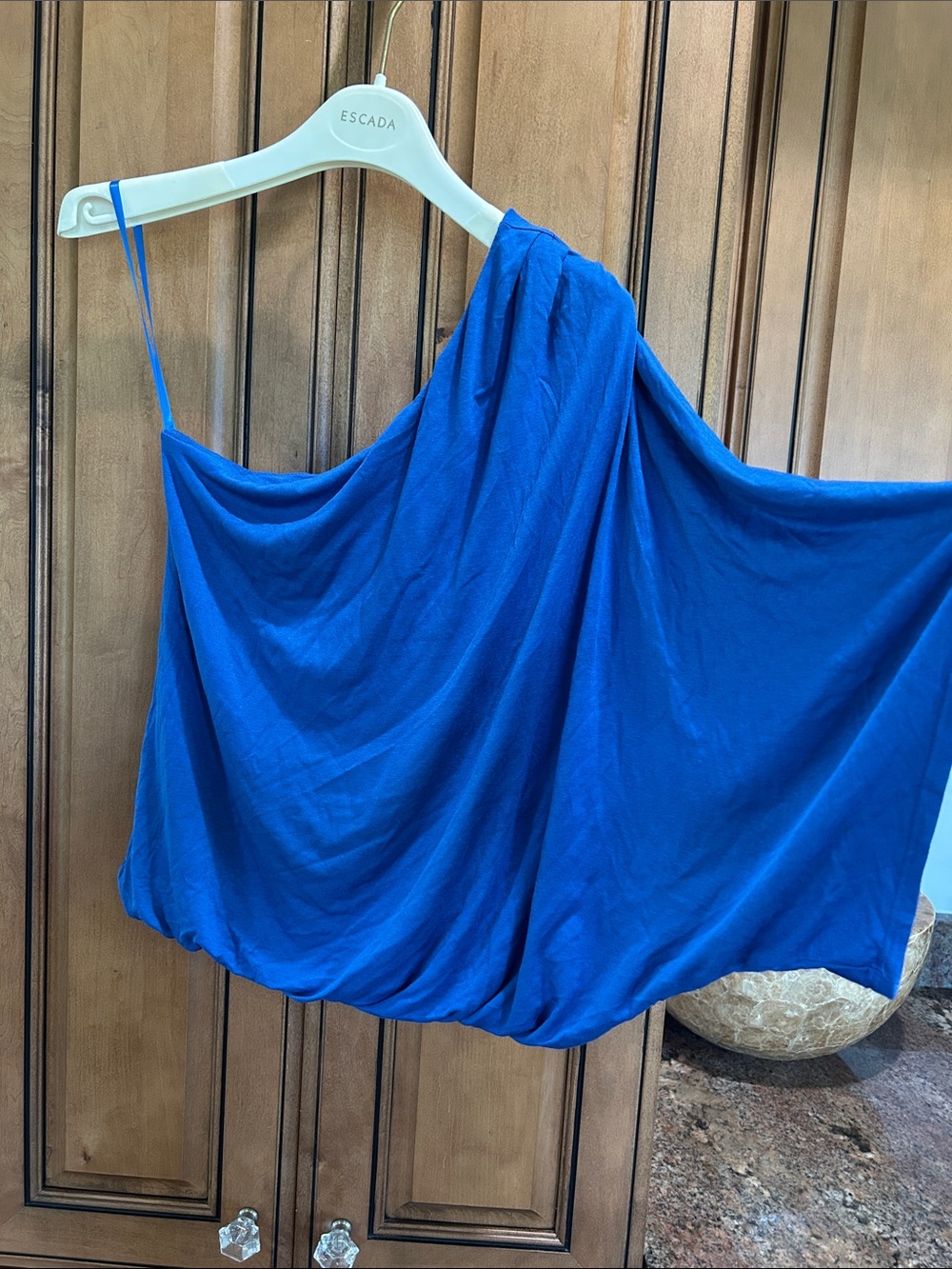 Arden B Royal Blue One-Shoulder Draped Top